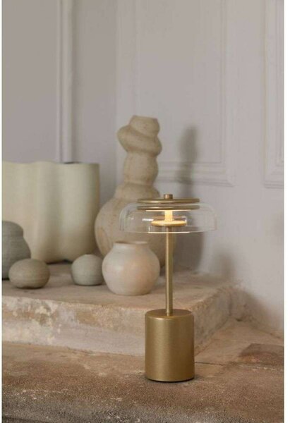 Nuura Lampa stołowa LED z akumulatorem Blossi, wysokość 26 cm, kolor możliwość ściemniania, mosiężny / złoty, metal, skandynawski