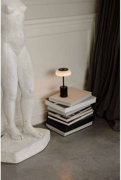 Nuura Aps lampa stołowa LED z akumulatorem Blossi, wysokość 26 cm, czarna/opalowa możliwość ściemniania, czarny, metal, skandynawski