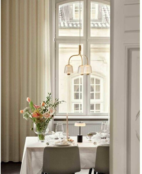 Nuura Aps lampa stołowa LED z akumulatorem Blossi, wysokość 26 cm, czarna/opalowa możliwość ściemniania, czarny, metal, skandynawski