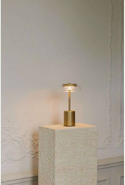Nuura Lampa stołowa LED z akumulatorem Blossi, wysokość 26 cm, kolor możliwość ściemniania, mosiężny / złoty, metal, skandynawski