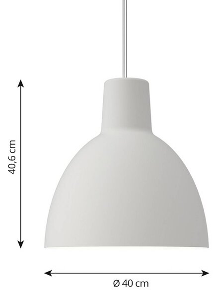 Louis Poulsen Lampa wisząca Toldbod 400, możliwość ściemniania, biały / opal, salon / jadalnia, aluminium, design