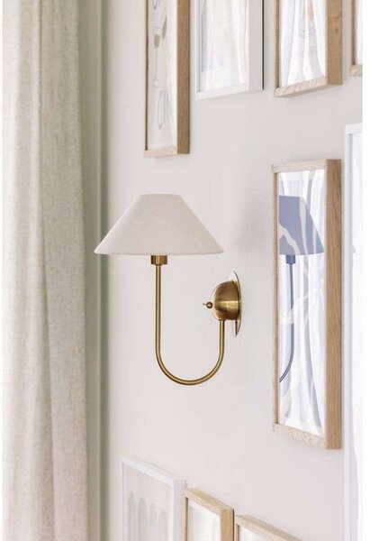 Globen Lighting Kinkiet IRIS, kremowy, wysokość 32 cm IRIS, kremowy / amber, salon / jadalnia, tkanina / materiał / jedwab, vintage