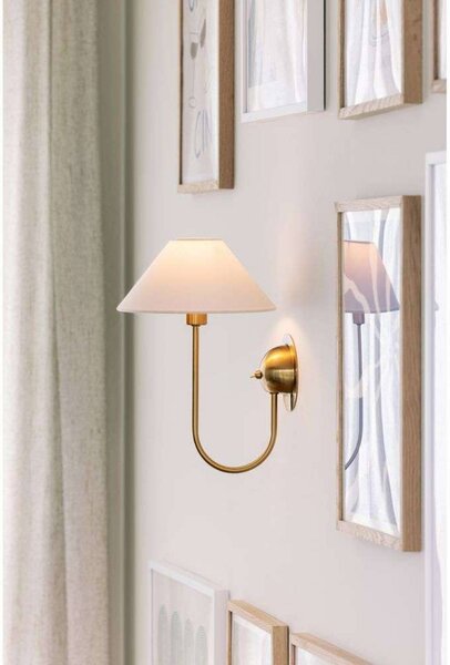 Globen Lighting Kinkiet IRIS, kremowy, wysokość 32 cm IRIS, kremowy / amber, salon / jadalnia, tkanina / materiał / jedwab, vintage