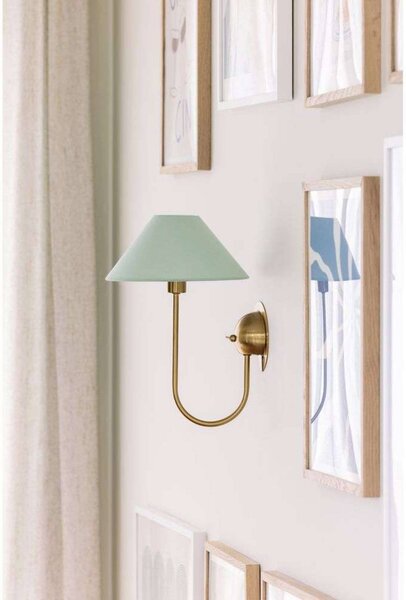 Globen Lighting Kinkiet IRIS, zielony, wysokość 32 cm IRIS, zielony, salon / jadalnia, tkanina / materiał / jedwab, vintage