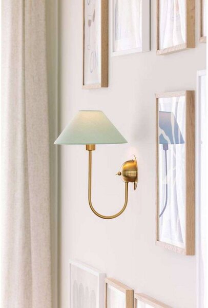 Globen Lighting Kinkiet IRIS, zielony, wysokość 32 cm IRIS, zielony, salon / jadalnia, tkanina / materiał / jedwab, vintage