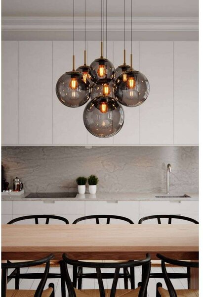 By Rydéns Lampa wisząca Laura, możliwość ściemniania, aluminiowy / szary / cynkowy, salon / jadalnia, szkło, nowoczesny