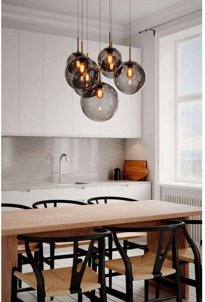 By Rydéns Lampa wisząca Laura, możliwość ściemniania, aluminiowy / szary / cynkowy, salon / jadalnia, szkło, nowoczesny