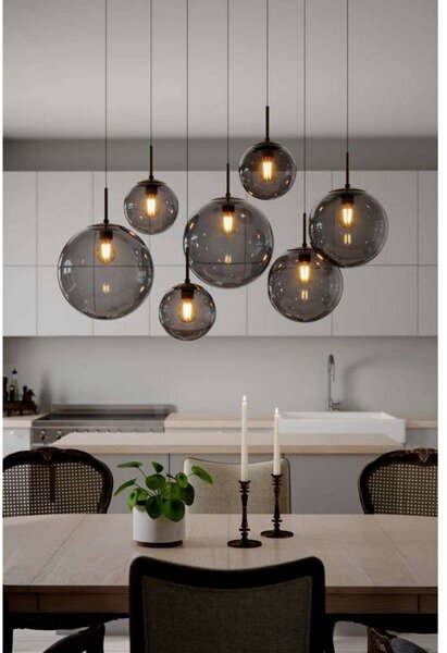 By Rydéns Lampa wisząca Laura, możliwość ściemniania, aluminiowy / szary / cynkowy, salon / jadalnia, szkło, nowoczesny