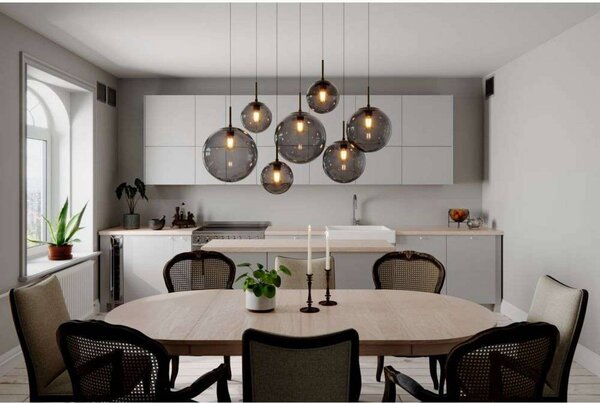By Rydéns Lampa wisząca Laura, możliwość ściemniania, aluminiowy / szary / cynkowy, salon / jadalnia, szkło, nowoczesny