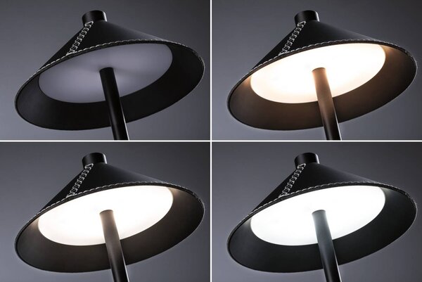 Paulmann Lampa stołowa LED Pellini, możliwość ściemniania, czarny, salon / jadalnia, metal, nowoczesny