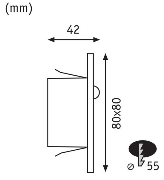 Paulmann LED-Sensor-oprawa wpuszczana ścienna Edge Quadro czarny 8 cm Square Sensor, czarny, przedpokój, tworzywo sztuczne, nowoczesny