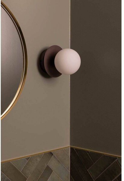 Globen Lighting lampa ścienna ART DECO, brązowy/biały Ø 16 cm IP44 możliwość ściemniania, brązowy / mosiężny, salon / jadalnia, metal, design