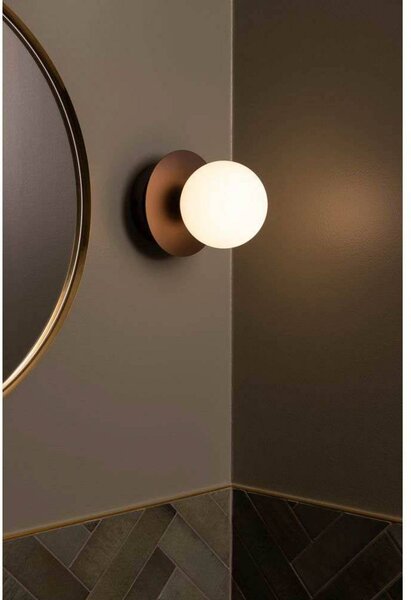 Globen Lighting lampa ścienna ART DECO, brązowy/biały Ø 16 cm IP44 możliwość ściemniania, brązowy / mosiężny, salon / jadalnia, metal, design