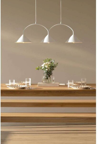 Globen Lighting Lampa wisząca CURVE 5, możliwość ściemniania, biały / opal, salon / jadalnia, metal, vintage
