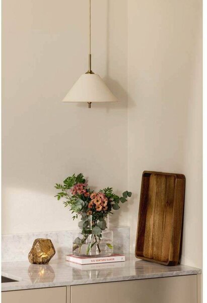 Globen Lighting Lampa wisząca IRIS, możliwość ściemniania, kremowy / amber, salon / jadalnia, tkanina / materiał / jedwab, vintage