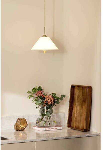 Globen Lighting Lampa wisząca IRIS, możliwość ściemniania, kremowy / amber, salon / jadalnia, tkanina / materiał / jedwab, vintage