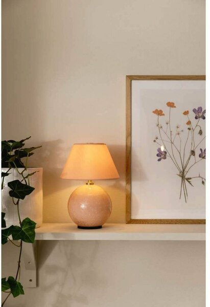 Globen Lighting Lampa stołowa IRIS, możliwość ściemniania, fioletowy / różowy / bladoróżowy, salon / jadalnia, tkanina / materiał / jedwab, vintage