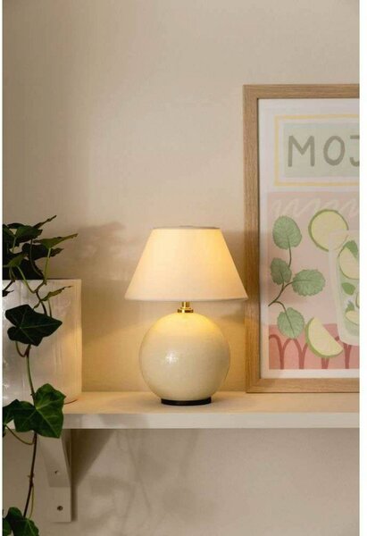 Globen Lighting Lampa stołowa IRIS, możliwość ściemniania, kremowy / amber, salon / jadalnia, tkanina / materiał / jedwab, vintage