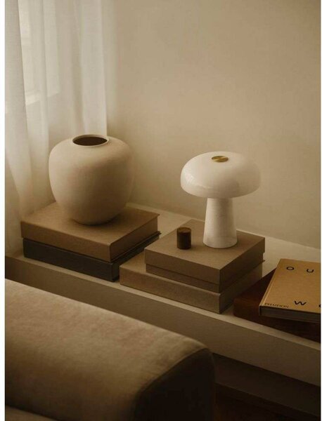 DFTP by Nordlux Lampa stołowa Glossy, biała, wysokość 24 cm, marmur/szkło Glossy, biały / opal, salon / jadalnia, kamień, skandynawski