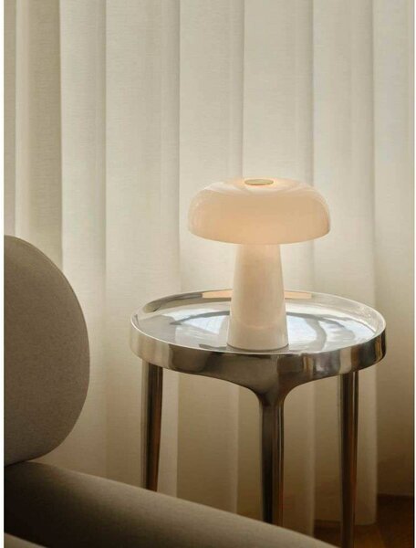 DFTP by Nordlux Lampa stołowa Glossy, biała, wysokość 24 cm, marmur/szkło Glossy, biały / opal, salon / jadalnia, kamień, skandynawski