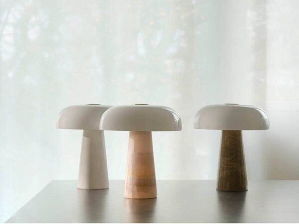 DFTP by Nordlux Lampa stołowa Glossy, biała, wysokość 24 cm, marmur/szkło Glossy, biały / opal, salon / jadalnia, kamień, skandynawski
