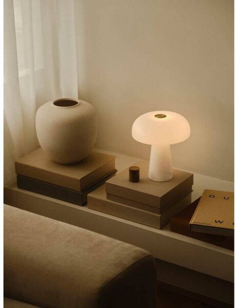 DFTP by Nordlux Lampa stołowa Glossy, biała, wysokość 24 cm, marmur/szkło Glossy, biały / opal, salon / jadalnia, kamień, skandynawski