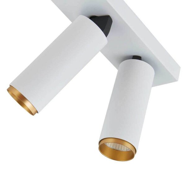 LOOM DESIGN reflektor sufitowy LED X-Beam, 2-punktowa, biały możliwość ściemniania, biały / opal, salon / jadalnia, aluminium, nowoczesny