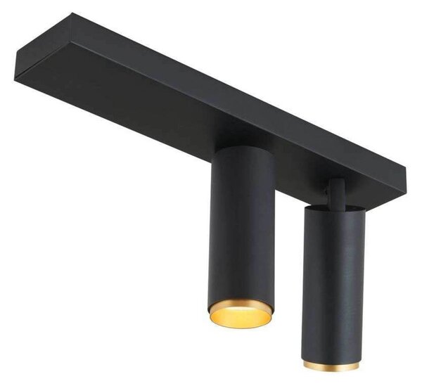 LOOM DESIGN Reflektor sufitowy LED X-Beam, 2-punktowa, czarny możliwość ściemniania, czarny, salon / jadalnia, aluminium, nowoczesny