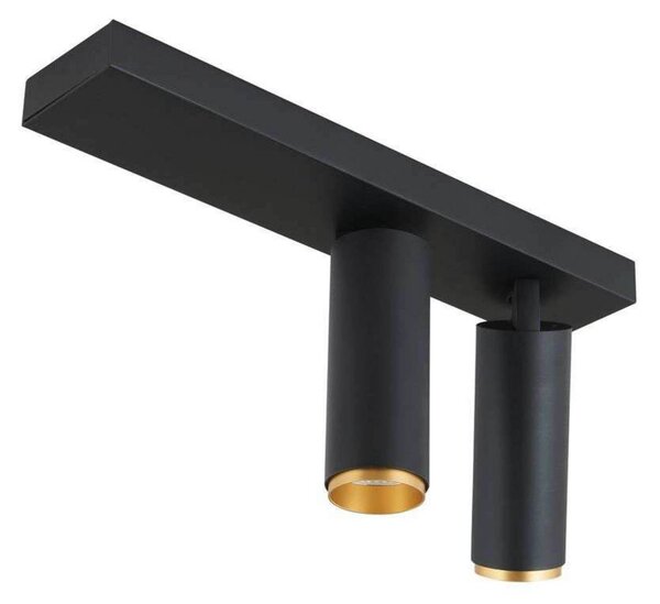 LOOM DESIGN Reflektor sufitowy LED X-Beam, 2-punktowa, czarny możliwość ściemniania, czarny, salon / jadalnia, aluminium, nowoczesny