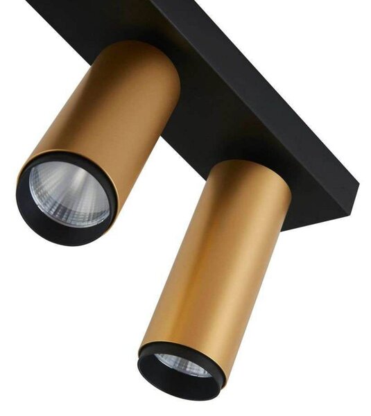 LOOM DESIGN Reflektor sufitowy LED X-Beam, 2-punktowa, czarny/złoty możliwość ściemniania, czarny, salon / jadalnia, aluminium, nowoczesny