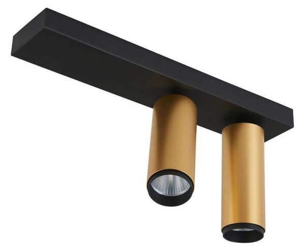 LOOM DESIGN Reflektor sufitowy LED X-Beam, 2-punktowa, czarny/złoty możliwość ściemniania, czarny, salon / jadalnia, aluminium, nowoczesny