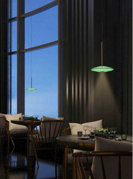 LOOM DESIGN lampa wisząca LED Solene, zielona, szkło, Ø 20 cm, możliwość ściemniania, zielony, salon / jadalnia, szkło, nowoczesny