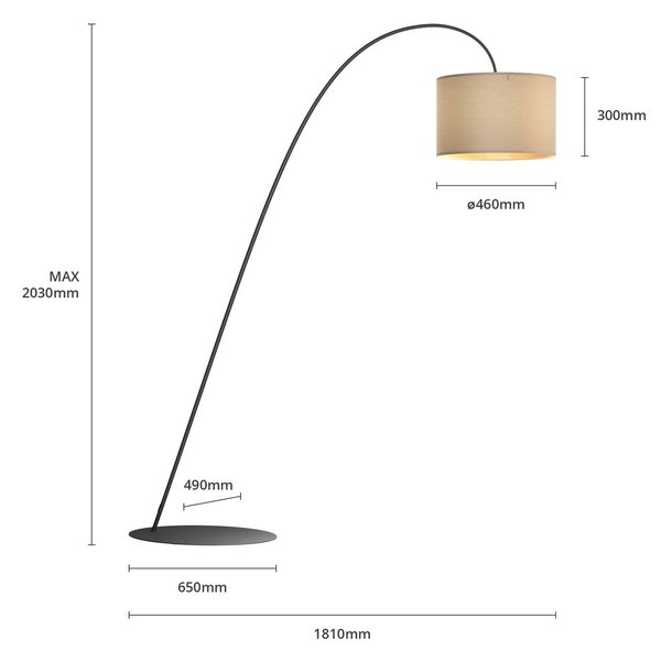 Lampa łukowa - lampa stojąca Alice Nowodvorski Lighting, brązowy / rdzawy, salon / jadalnia, tkanina / materiał / jedwab, nowoczesny
