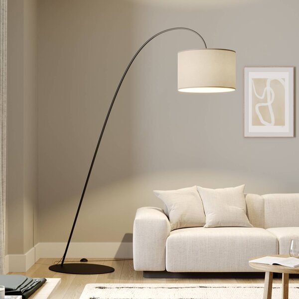 Lampa łukowa - lampa stojąca Alice Nowodvorski Lighting, brązowy / rdzawy, salon / jadalnia, tkanina / materiał / jedwab, nowoczesny