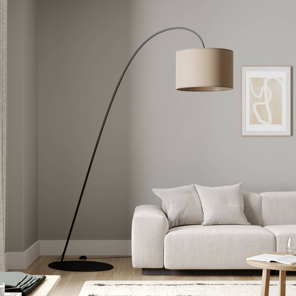 Lampa łukowa - lampa stojąca Alice Nowodvorski Lighting, brązowy / rdzawy, salon / jadalnia, tkanina / materiał / jedwab, nowoczesny