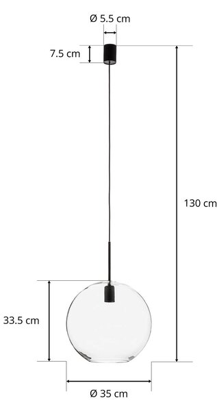 Lampa wisząca szklana Sphere XL Nowodvorski Lighting, możliwość ściemniania, czarny, salon / jadalnia, metal, nowoczesny