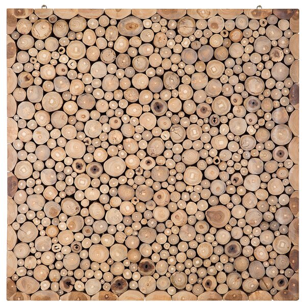 Dekoracja ścienna jasne drewno drewniane plastry abstrakcyjna 82 x 82 cm Twig Beliani