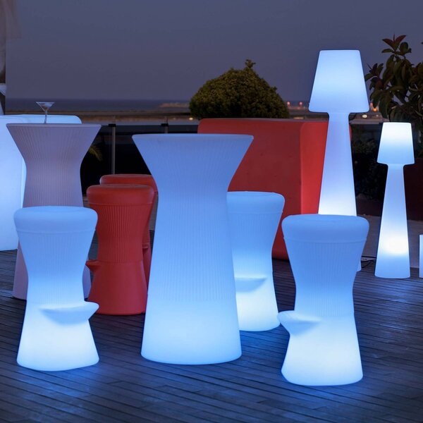 Newgarden Stół barowy zasilany bateriami LED Capri, RGBW, 110 cm możliwość ściemniania, biały / opal, tworzywo sztuczne, nowoczesny