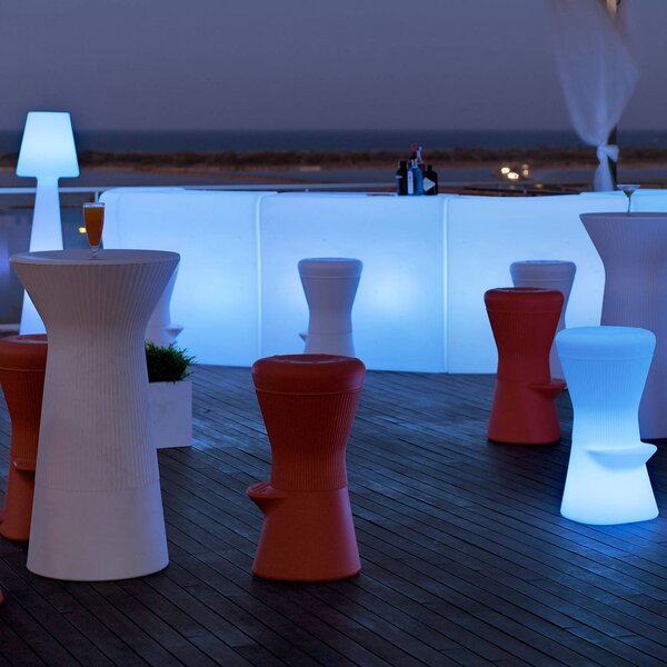 Newgarden Stół barowy zasilany bateriami LED Capri, RGBW, 110 cm możliwość ściemniania, biały / opal, tworzywo sztuczne, nowoczesny