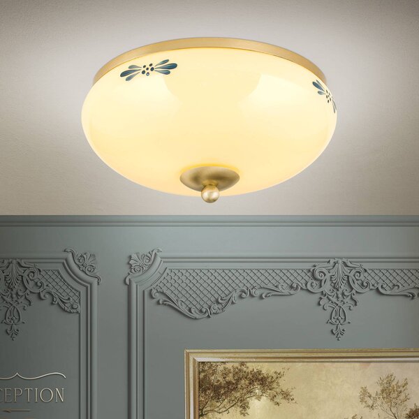 ORION Lampa sufitowa Landhaus, możliwość ściemniania, kremowy / amber, salon / jadalnia, szkło, dworkowy / rustykalny