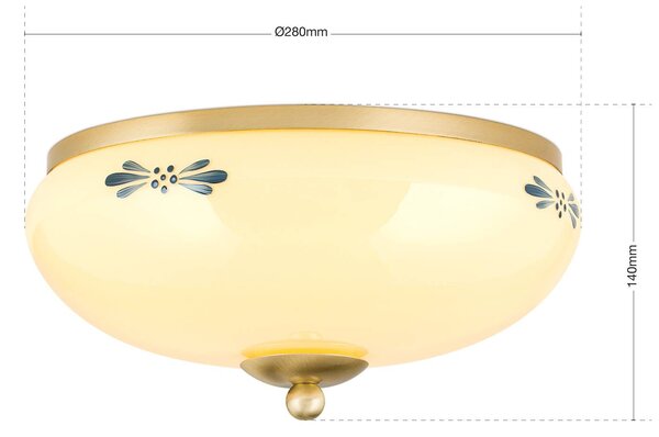 ORION Lampa sufitowa Landhaus, możliwość ściemniania, kremowy / amber, salon / jadalnia, szkło, dworkowy / rustykalny