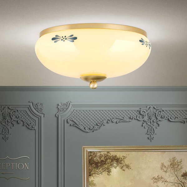 ORION Lampa sufitowa Landhaus, możliwość ściemniania, kremowy / amber, salon / jadalnia, szkło, dworkowy / rustykalny