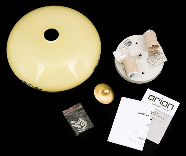 ORION Lampa sufitowa Landhaus, możliwość ściemniania, kremowy / amber, salon / jadalnia, szkło, dworkowy / rustykalny