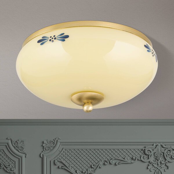 ORION Lampa sufitowa Landhaus, możliwość ściemniania, kremowy / amber, salon / jadalnia, szkło, dworkowy / rustykalny