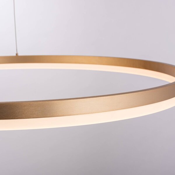 Paul Neuhaus Lampa wisząca Titus, możliwość ściemniania, mosiężny / złoty, salon / jadalnia, aluminium, nowoczesny