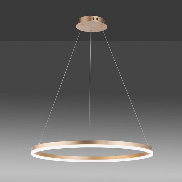 Paul Neuhaus Lampa wisząca Titus, możliwość ściemniania, mosiężny / złoty, salon / jadalnia, aluminium, nowoczesny