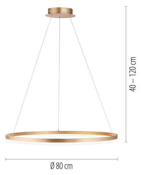 Paul Neuhaus Lampa wisząca Titus, możliwość ściemniania, mosiężny / złoty, salon / jadalnia, aluminium, nowoczesny