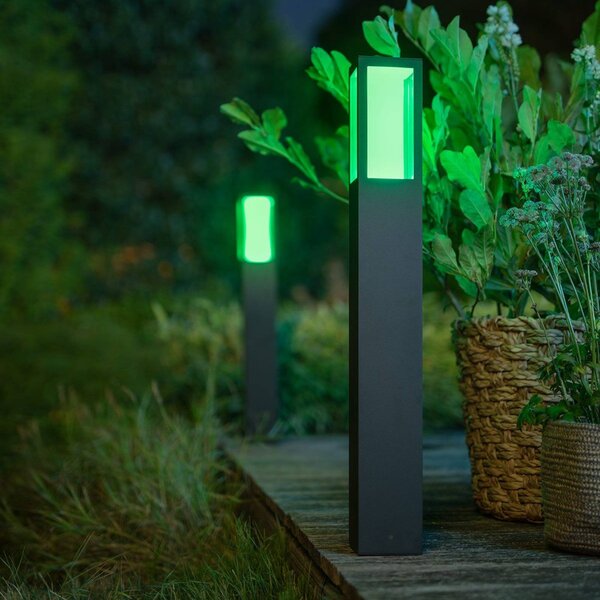Philips Hue Słupek oświetleniowy LED IMPRESS, RGBW, inteligentny Impress, możliwość ściemniania, czarny, aluminium, nowoczesny