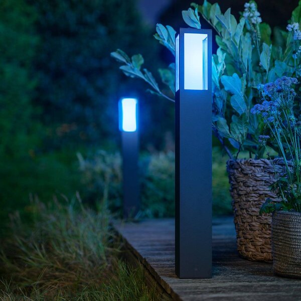Philips Hue Słupek oświetleniowy LED IMPRESS, RGBW, inteligentny Impress, możliwość ściemniania, czarny, aluminium, nowoczesny