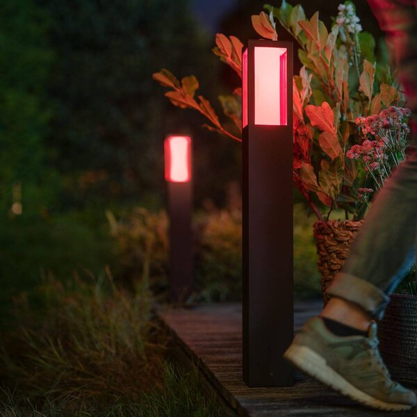 Philips Hue Słupek oświetleniowy LED IMPRESS, RGBW, inteligentny Impress, możliwość ściemniania, czarny, aluminium, nowoczesny
